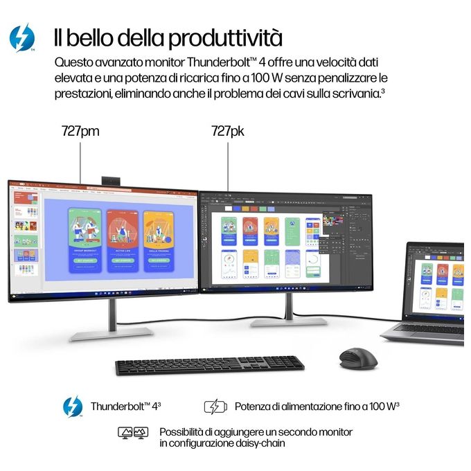 HP 727pk Series 7 Pro Monitor a LED 27'' 3840x2160 4K Thunderbolt 4 HDMI DisplayPort Nero-Argento