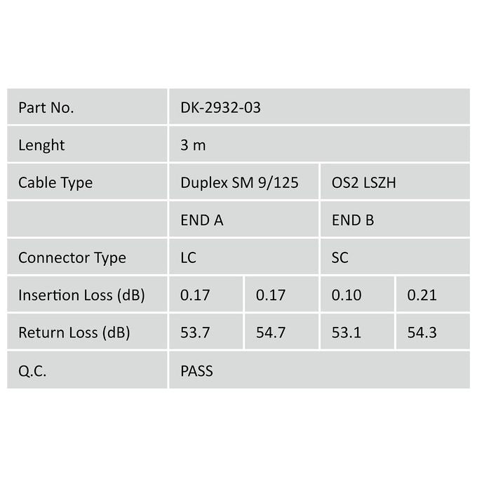 Digitus cavo fibra ottica lc a sc monomode duplex 9-125 mt.3 (al-9lcsc-03i)