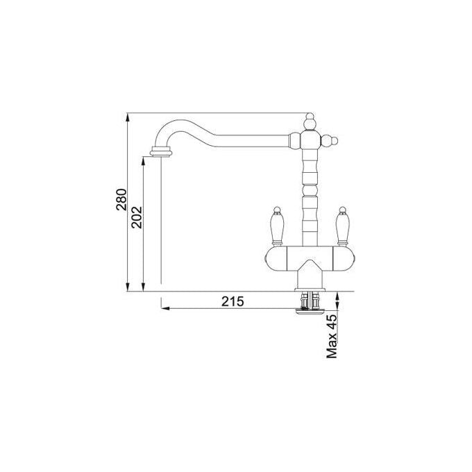 Franke Old England Miscelatore doppio comando con canna girevole 360° Rame 115.0028.209