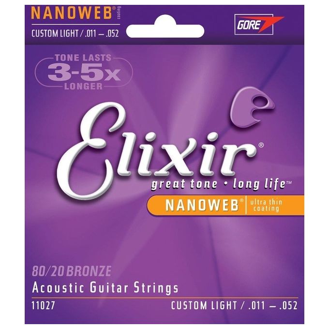 Elixir Muta Corde Chitarra Acustica Elixir 11027 Acoustic 80-20 Bronze Nanowe