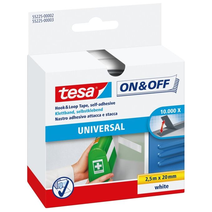 Tesa Velcro Adesivo Rett 2,5X20 Bian 55225