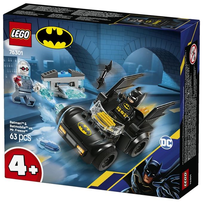 LEGO DC Batman e Batmobile Contro Mr. Freeze - Macchina Giocattolo del Supereroe con 2 Minifigure Accessori e Starter Brick per l'Auto Giochi per Bambini e Bambine da 4 Anni in su Idea Regalo 76301