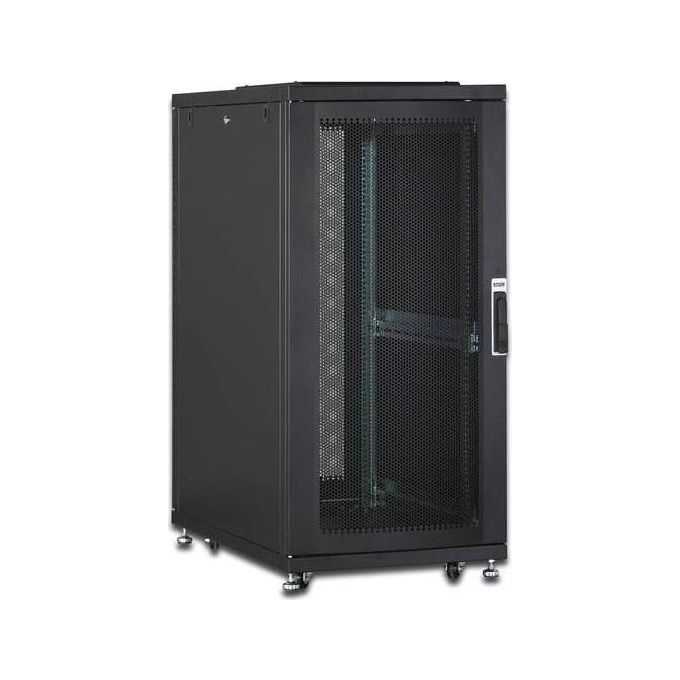 Digitus armadio rack 19'' 26 unita' linea server (a)1342 x (l)600 (p)1000mm. colore nero con porta traforata e ruote