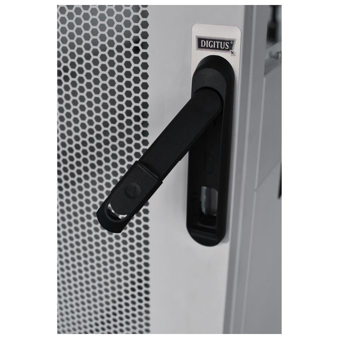 Digitus armadio rack 19'' 42 unita' linea server (a)1970 x (l)600 (p)1000mm. colore grigio chiaro con porta traforata e ruote