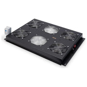 Digitus Kit 4 Ventole Con Termostato, 12.8 Metri  Cubi Circolazione D'Aria Colore Nero Ral 9005 per Armadi Linea Server (Dn-19 Fan-4-1000Sw)