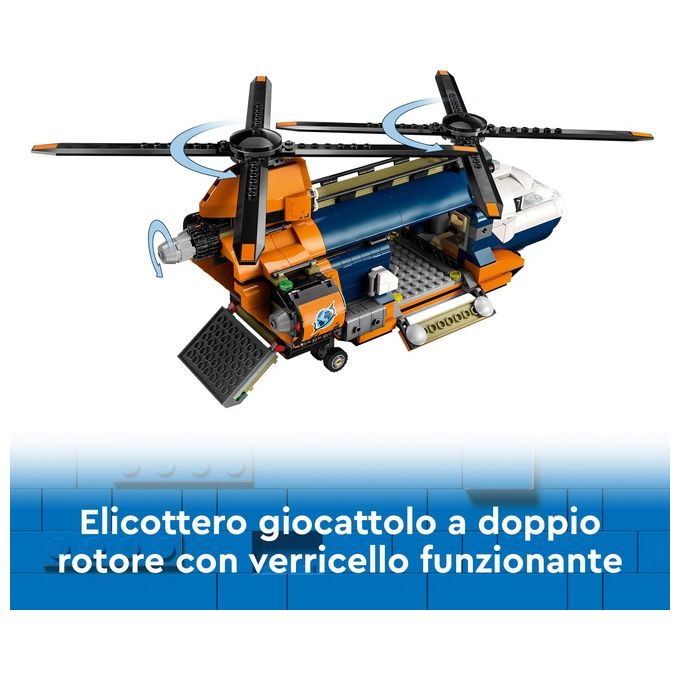 LEGO City Elicottero dell'Esploratore nella Giungla Modellino di Veicolo Giocattolo da Costruire con Doppi Rotori Giochi per Bambini da 8 Anni con Campo Base 3 Animali Gorilla e 5 Minifigure 60437