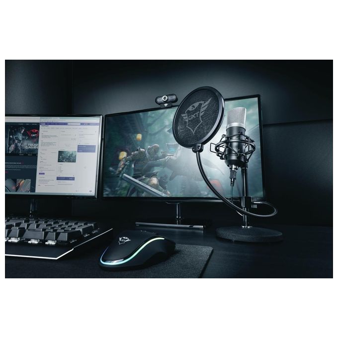 Trust 21753 Emita Microfono Professionale Usb da Studio di Registrazione in Flightcase Nero