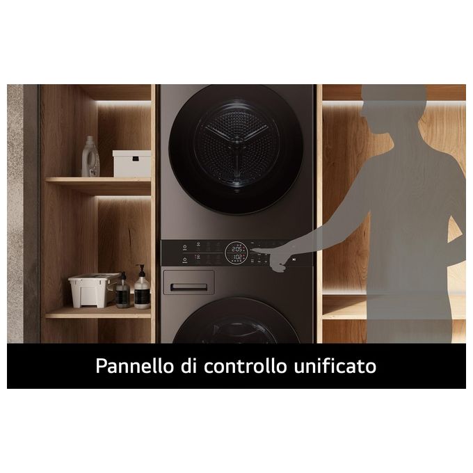 LG WT1210BBF - Colonna bucato WashTower Lavatrice 12 kg Asciugatrice 10 kg AI DD Pompa di Calore Nero