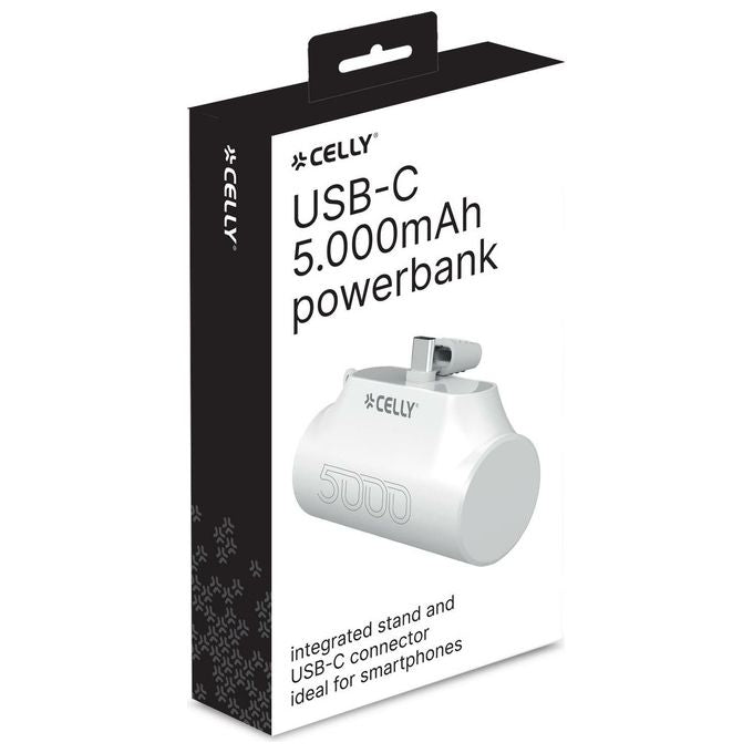 Celly PowerBank Compact Usb-C 5000mAh Bianco