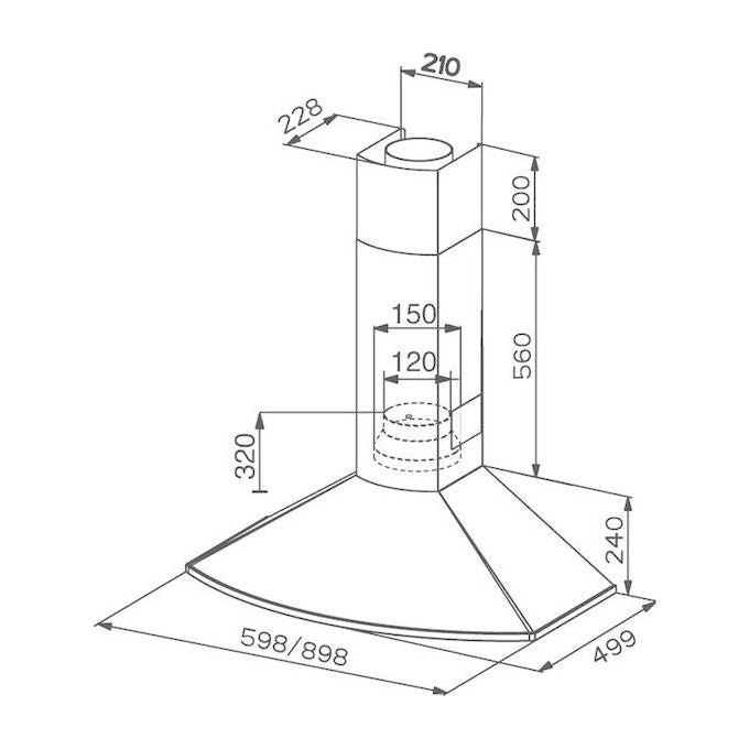 Faber 110.0157.049 TENDER X A90 Cappa a Parete Aspirante Remote Blower Classe energetica D 3 Velocita' Portata 420 m³-h 90 cm Acciaio inossidabile