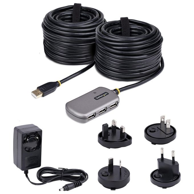 StarTech.com Cavo di Prolunga Usb 2.0 da 24mt con Hub di Estensione a 4 Porte Usb-A