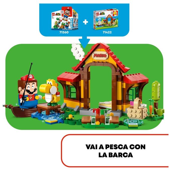 LEGO Super Mario 71422 – Picnic a Casa di Mario, Set di Espansione 259 Pezzi con Personaggi di Mario, Yoshi e Goomba, Eta' 6+