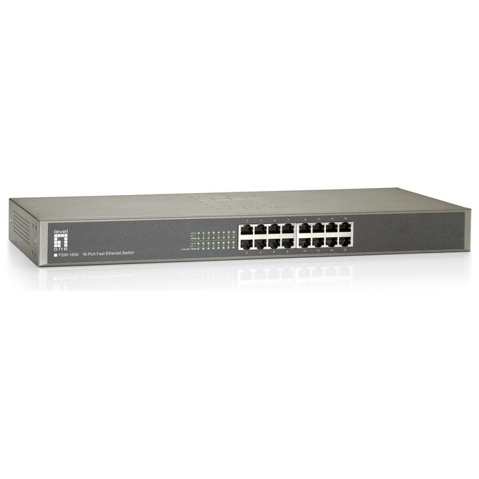 LevelOne FSW-1650 Switch di Rete 16 Porte Non Gestito Fast Ethernet 10-100 Grigio