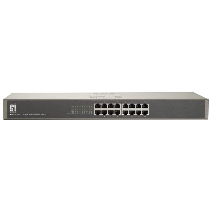 LevelOne FSW-1650 Switch di Rete 16 Porte Non Gestito Fast Ethernet 10-100 Grigio