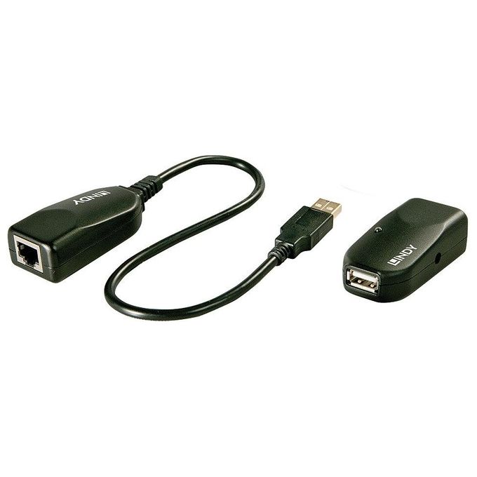 Lindy Extender Usb 2.0 Cat 5 50m 1 Porta Nero
