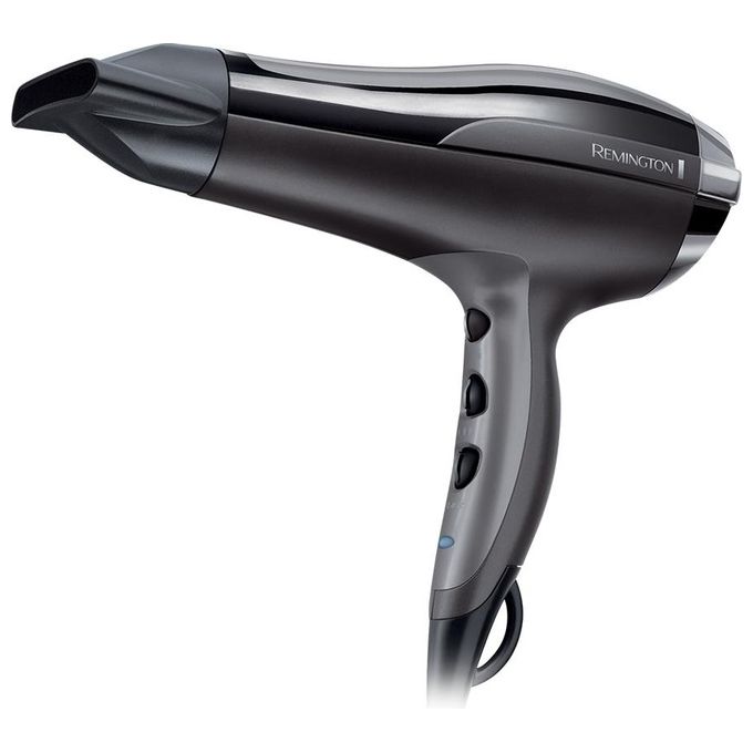 Remington D5220 Pro-Air Turbo – Asciugacapelli 2400 W, tecnologia ionica con motore AC, 2 velocita' e 3 temperature, colpo d’aria fredda, accessori inclusi (concentratore + diffusore), peso 0,74 kg, cavo 1,8 m, nero