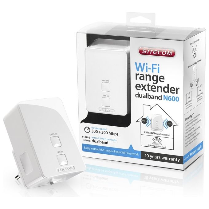 Sitecom Wi-fi Dualband Range Extender N600 Wallmount