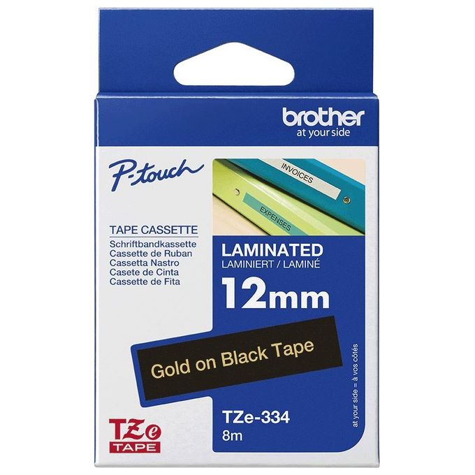Brother Nastro Laminato 12mm oro su nero