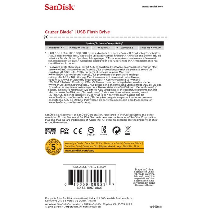Sandisk Cruzer Blade 16gb White