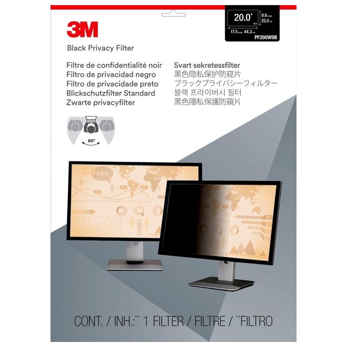 3M PF200W9 filtro privacy nero per 50,8cm (20,0) 16:9