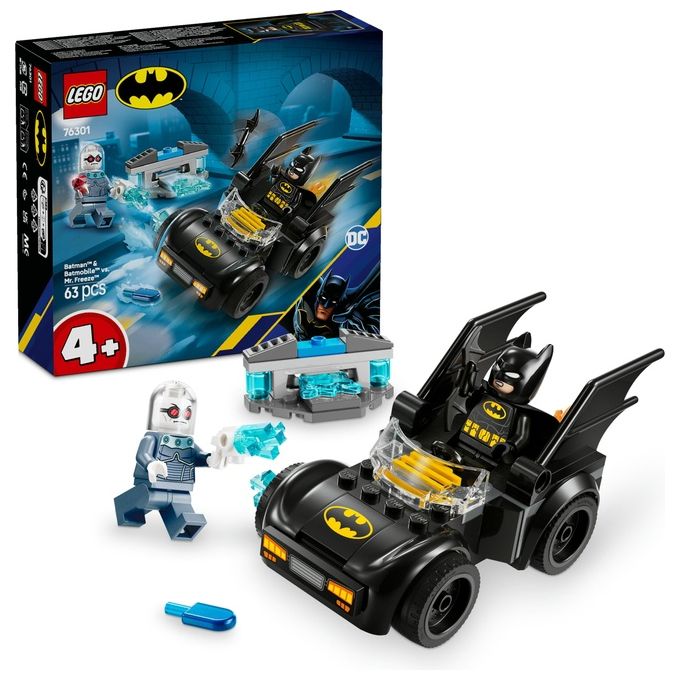 LEGO DC Batman e Batmobile Contro Mr. Freeze - Macchina Giocattolo del Supereroe con 2 Minifigure Accessori e Starter Brick per l'Auto Giochi per Bambini e Bambine da 4 Anni in su Idea Regalo 76301
