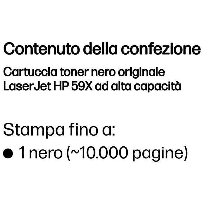 HP CF259X LaserJet Pro Toner Alta Resa 10000 Pagine Originale JetIntelligence colore Nero