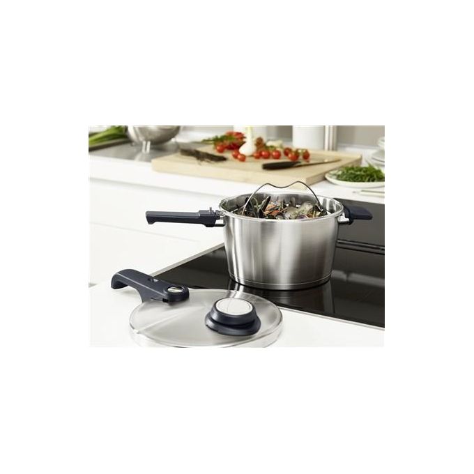 Fissler 622-412-06-070-0 Vitavit Premium Pentola a pressione 6 L 22 cm 4 livelli cottura inclusi induzione acciaio inox colore Acciaio