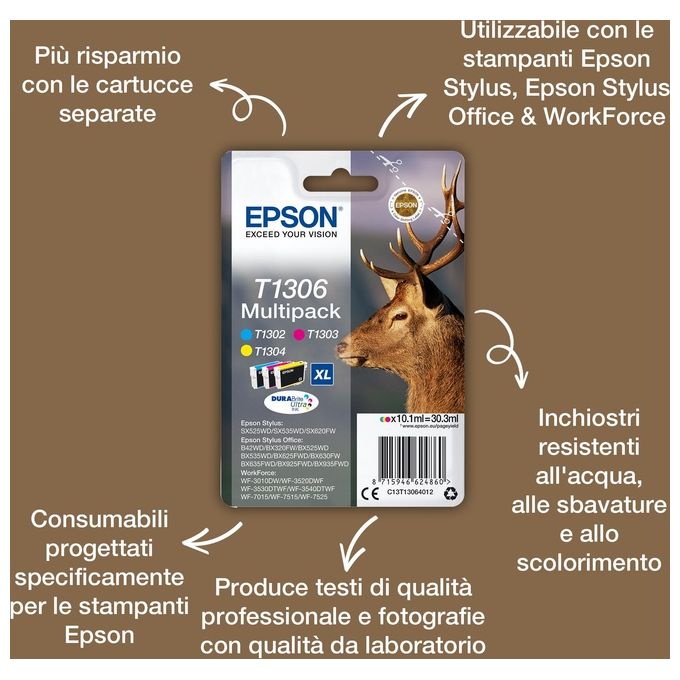 Epson C13T13034022 Cartuccia Inchiostro Magenta Cervo XL