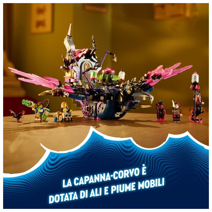 Lego Dreamzzz 2 in 1 Corvo di Mezzanotte della Mai-Strega, Giocattolo d'Avventura Trasformabile in Casa o Ragno, con 6 Personaggi