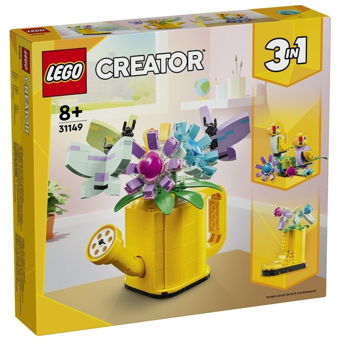 LEGO Creator 31149 3in1 Innaffiatoio con Fiori Finti Trasformabile in Stivale o in 2 Uccelli con Trespolo, Giochi per Bambini 8+