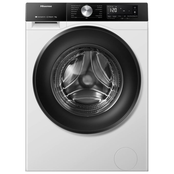 Hisense WF3S9043BW3 Lavatrice Frontale 9 Kg 1400 rpm Classe A Wi-Fi Inverter Vapore 72 dB (85x60x55 cm) colore Bianco
