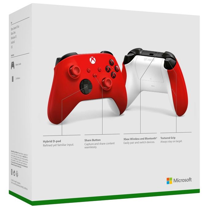 Microsoft Pulse Red Rosso Bluetooth-Usb Gamepad Analogico-Digitale per Xbox-Xbox One-Xbox Series S-Xbox Series X
