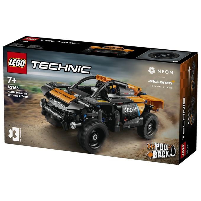 LEGO Technic 42166 NEOM McLaren Extreme E Race Car, Macchina Giocattolo con Funzione Pull-Back, Giochi per Bambini di 7+ Anni