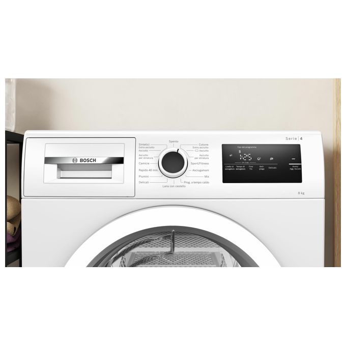 Bosch Serie 4 WTH85V18II Asciugatrice a pompa di calore 8 Kg Classe A++ Rumorosita' 65 dB Filtro Easy Clean Autodry Bianco