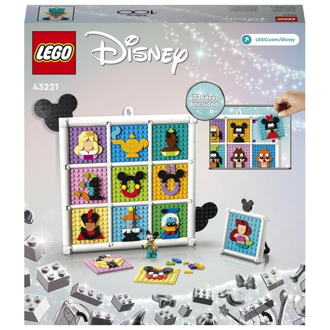 LEGO Disney 43221 100 Anni di Icone Disney, Set Arti e Mestieri con Personaggi, 72 Mosaici da Creare e Minifigure di Topolino