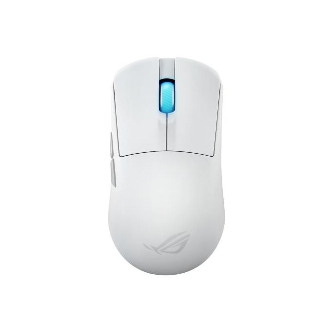 ASUS ROG Harpe Ace Mini - Mouse da gioco wireless 49 g leggero sensore ottico AimPoint Pro 42K microinterruttori ottici ROG Polling Rate Booster Esports e FPS piccolo medio bianco lunare