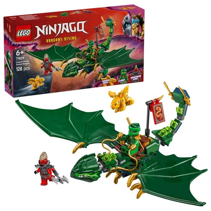LEGO NINJAGO Drago della Foresta Verde di Lloyd - Figura Giocattolo Snodabile da Costruire Set con 2 Minifigure Armi e Cucciolo Dorato Giochi per Bambini e Bambine da 6 Anni Idea Regalo 71829