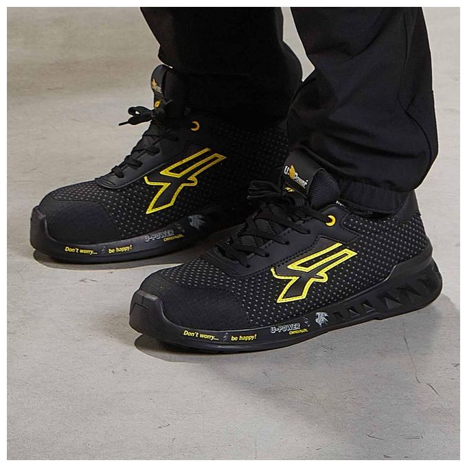 U-Power Rv20014-39 Scarpe Antinfortunistiche Leggere con Puntale Airtoe Aluminium Matt S3 Src Ci Esd Giallo-Nere Numero 39