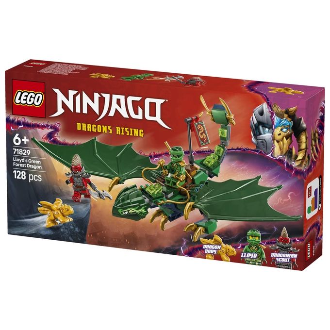 LEGO NINJAGO Drago della Foresta Verde di Lloyd - Figura Giocattolo Snodabile da Costruire Set con 2 Minifigure Armi e Cucciolo Dorato Giochi per Bambini e Bambine da 6 Anni Idea Regalo 71829