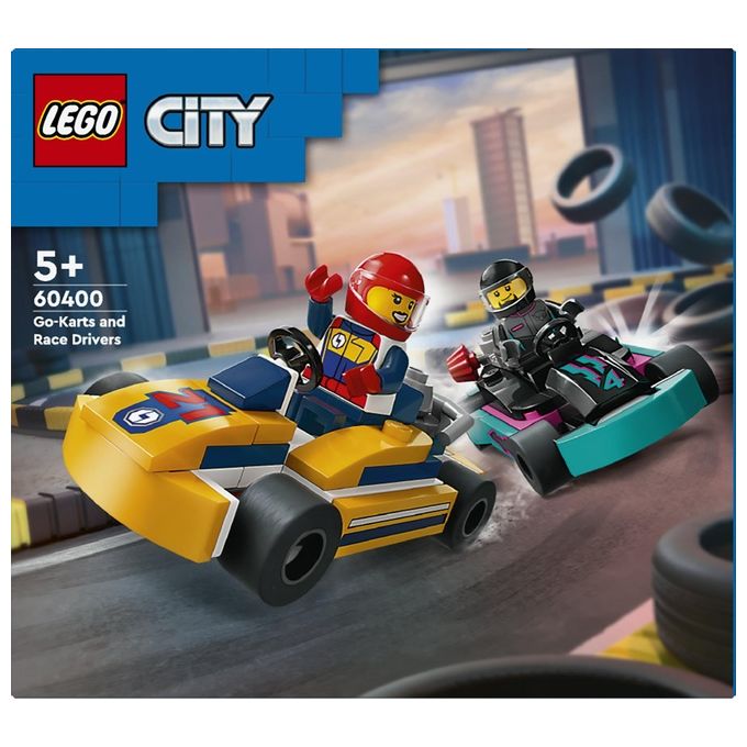 LEGO City 60400 Go-Kart e Piloti 60400-LEGO Modellini da Costruire di Mini Go Kart da Corsa Veicoli Giocattolo per Bambini di 5+ Anni