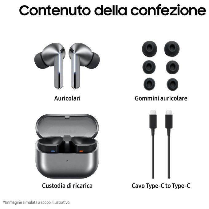 Samsung Galaxy Buds3 Pro in-ear True Wireless con Cancellazione attiva del rumore Bluetooth Silver