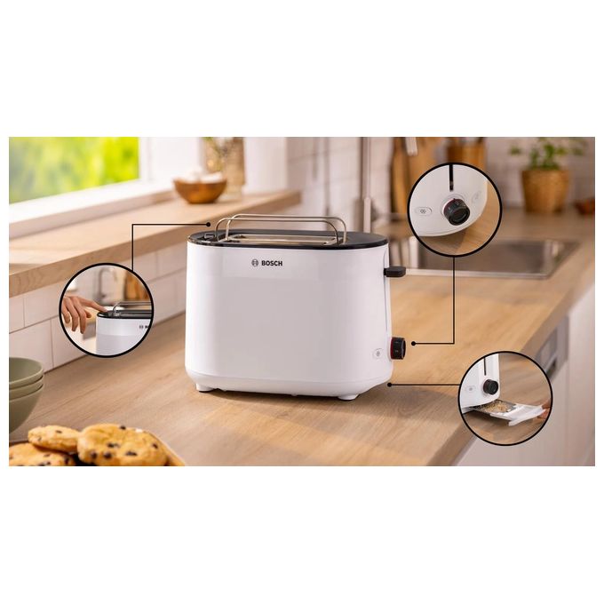 Bosch TAT2M121 Tostapane 6 2 Fette 950W Bianco
