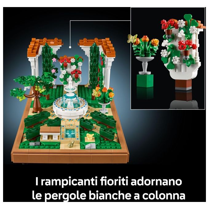 LEGO Icons 10359 - Giardino con Fontana, Set da Costruzione Decorativo 1302 Pezzi, Fontana a 2 Livelli, Pergolati Fioriti, Moduli Personalizzabili, Eta' 18+
