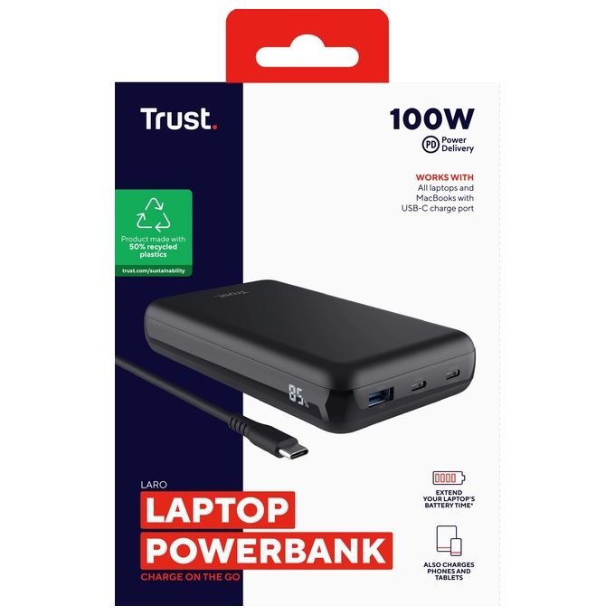 Trust Laro Power Bank 100W Laptop Black