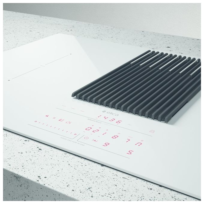 Elica NIKOLATESLA LIBRA WH-F-83 Piano cottura aspirante a Induzione con cappa integrata 4 zone 83 Vetro Bianco + Ghisa PRF0147775