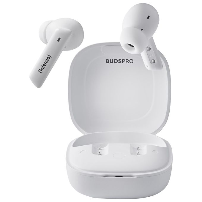 Intenso Buds Pro Cuffie TWS True Wireless T512HAE con Hybrid ANC ENC Bluetooth e fino a 35 Ore di Riproduzione Musicale Bianco