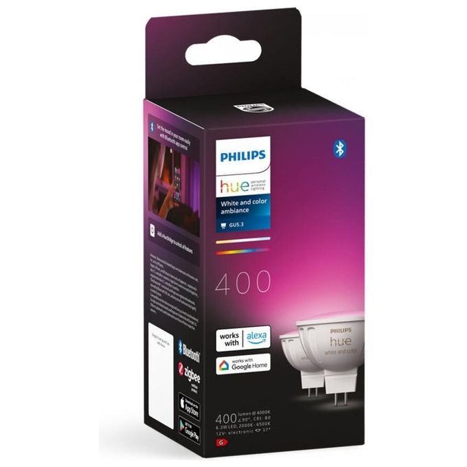 Philips Hue White and Color Ambiance MR16 Faretto Connesso Confezione da 2