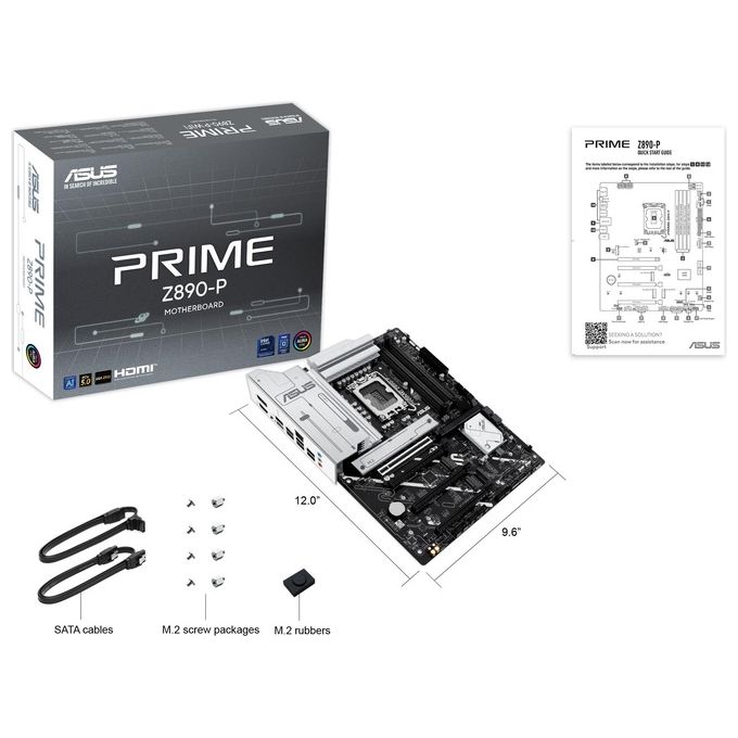 ASUS Intel PRIME Z890-P Scheda Madre Intel ATX 14121 Fasi di Alimentazione Slot DDR5 PCIe 5.0 GPU di Nuova Generazione Porta USB-C 20Gbps 4 Slot M.2 Slot PCIe Q-Release