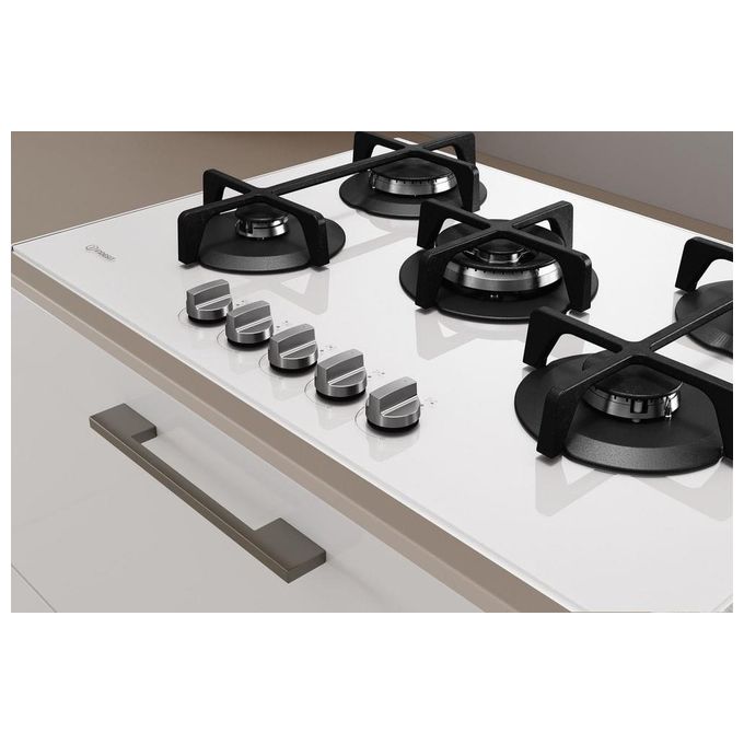 Indesit ING 72T-WH Piano Cottura a Gas 5 Zone High Power Flame Griglie in ghisa 70 cm Bianco