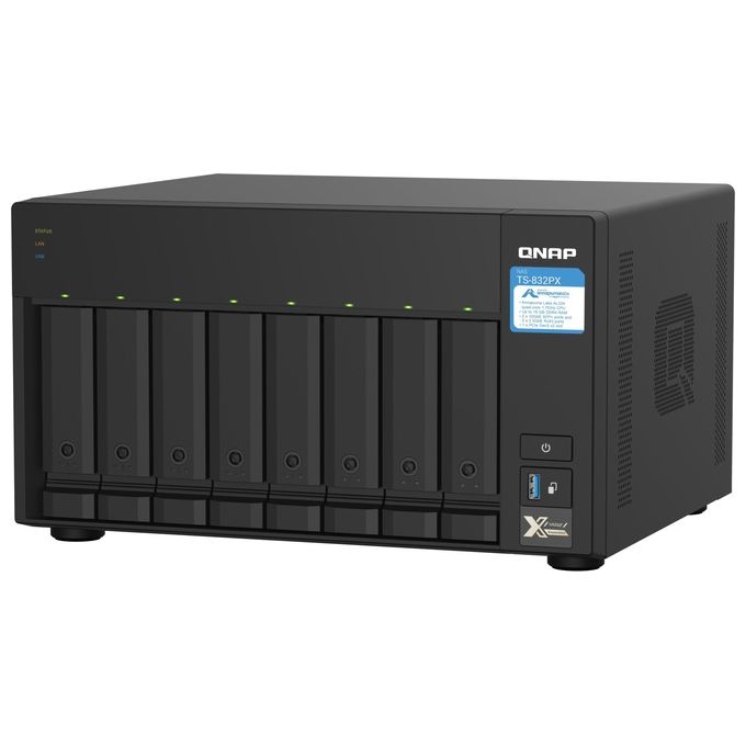 Qnap TS-832PX-4G Nas 8 Hd 35'-25' Sata6 2P Giga+2x 10gBe Sfp+2px 25gbe 3P Usb 3.0 4Gb Ddr4 SoDimm Cpu Al324 1.7ghz Qcore